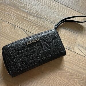 Steve Madden Embossed Black Wristlet